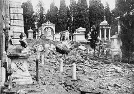 il cimitero acattolico sventrato dalle bombe